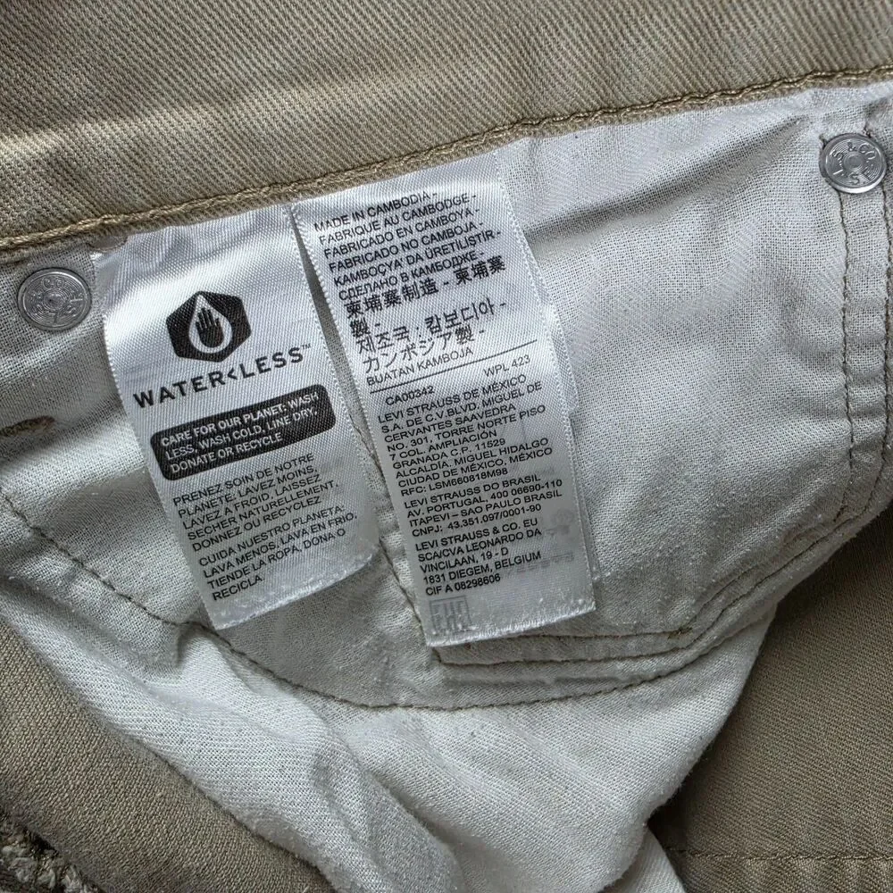 Levi's 502 Regular Tapered Mens 34x30 Tan Khaki Twill Chino Pants Stretch Casual